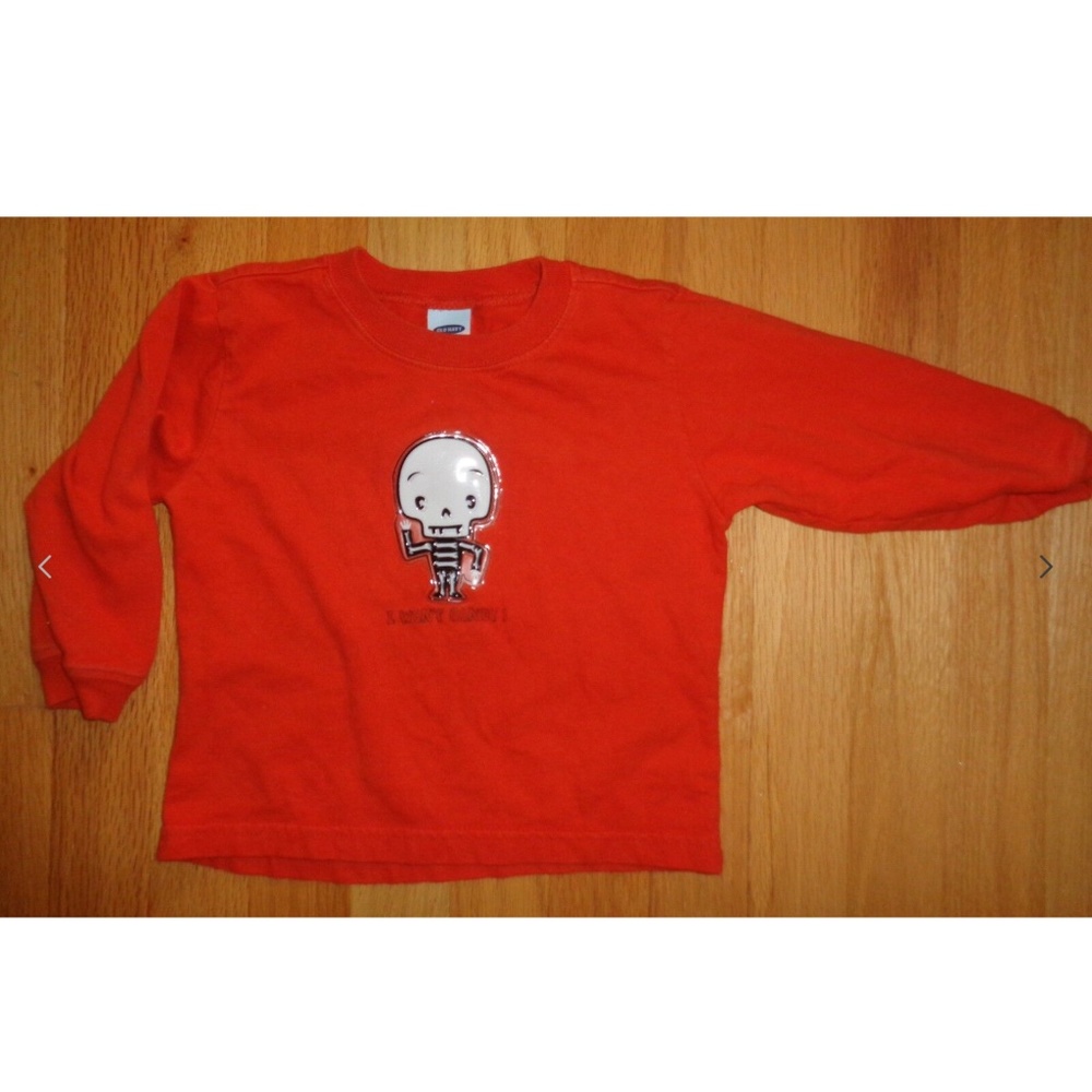 ToddleBoy Puffy Skeleton Shirt Size 18 - 24 Months Orange Halloween Long Sleeve